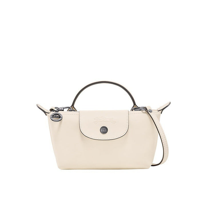 Longchamp Mini Leather Bag White — front view