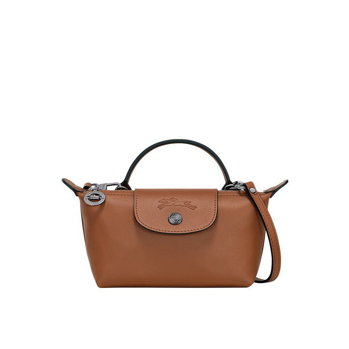 Longchamp Mini Leather Bag Brown — front view