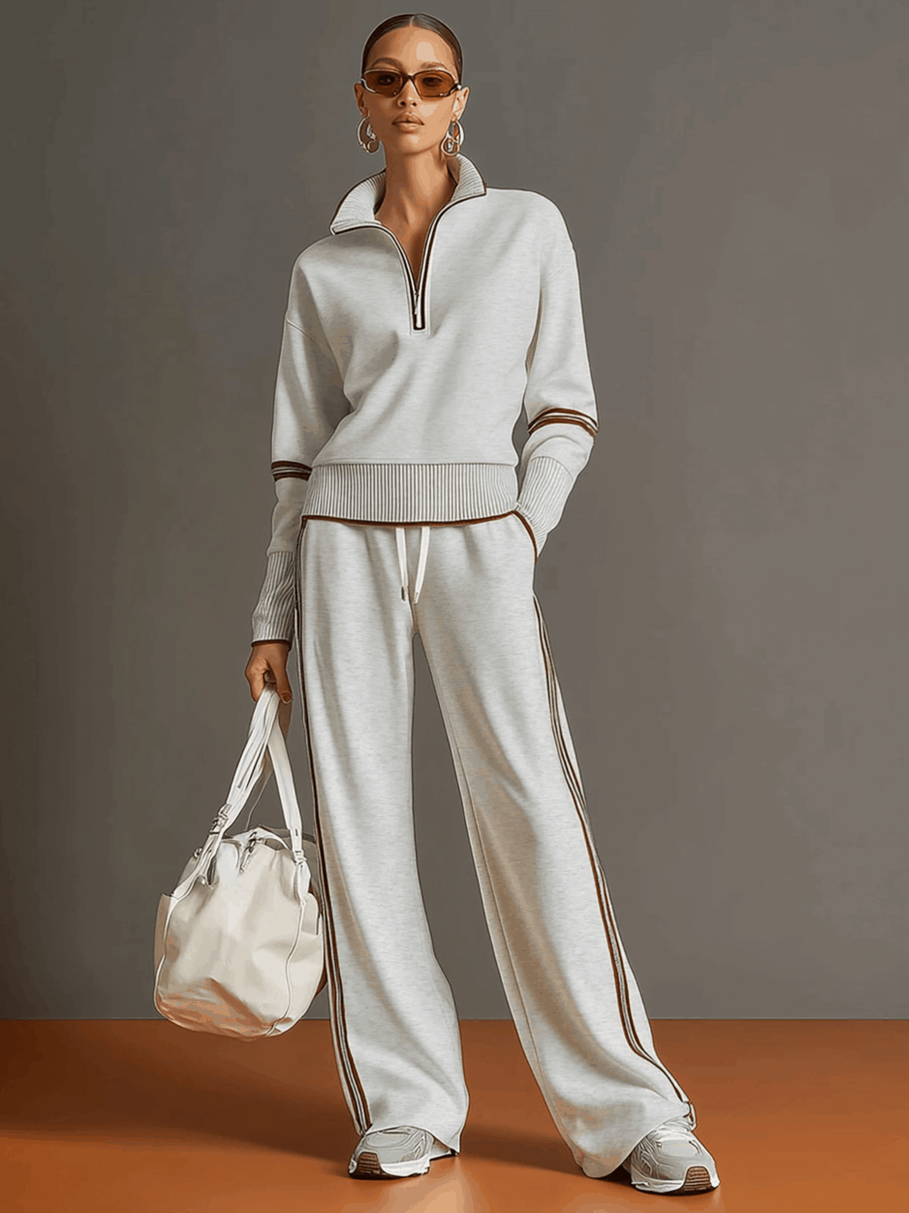 Women's elegant blouse wide-leg pants co-ord – side view
