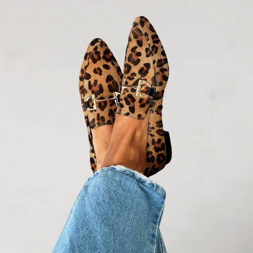 Bianca Stylish Printed Loafers | Metal Buckle — front view