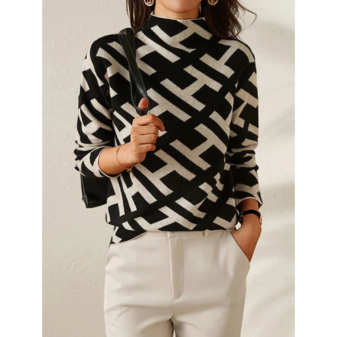 Lily Elegant, Geometric, Comfortable Sweater — styled shot
