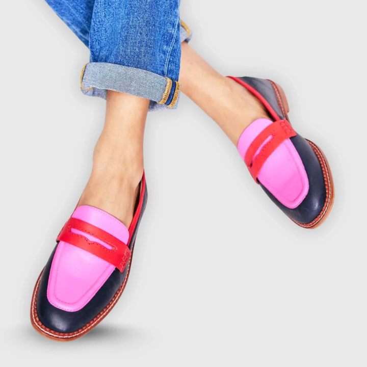 Lunessa Black Loafers with Colourful Accents — front view