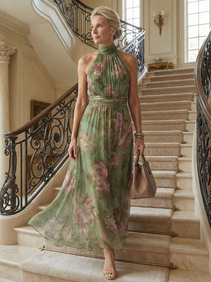 Aria Botanical Elegance Dress Red — lifestyle shot