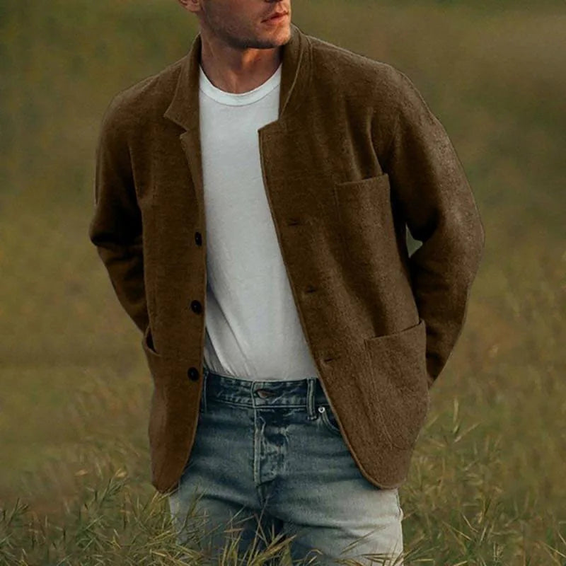 Men Woolen Coat Stand Collar