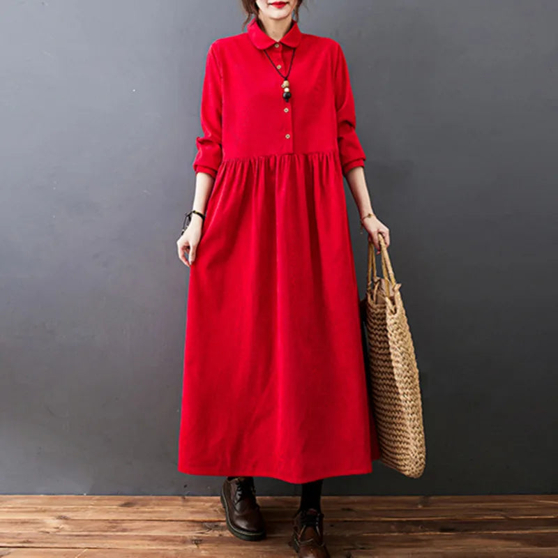 Evelyne classic elegant shirt dress – front full-length view women