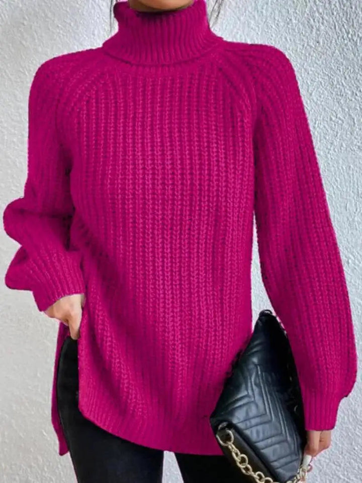 Mia Comfortable Turtleneck Long Sweater — product view