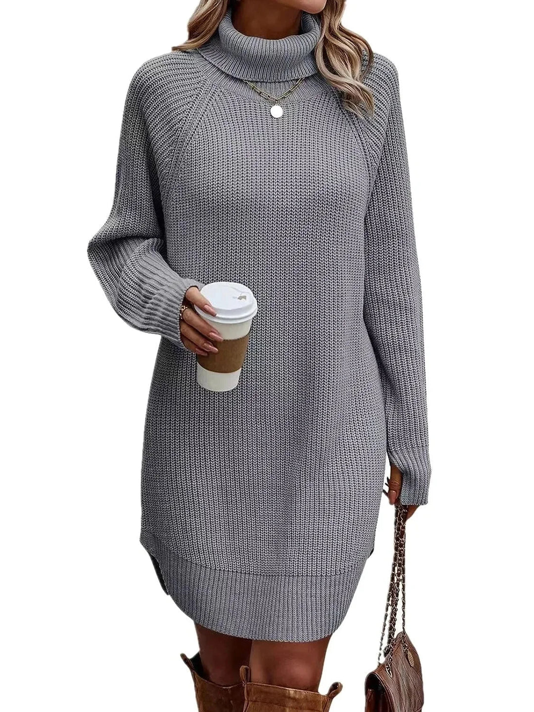 Scarlett cozy dress detail – neckline and fabric texture close-up