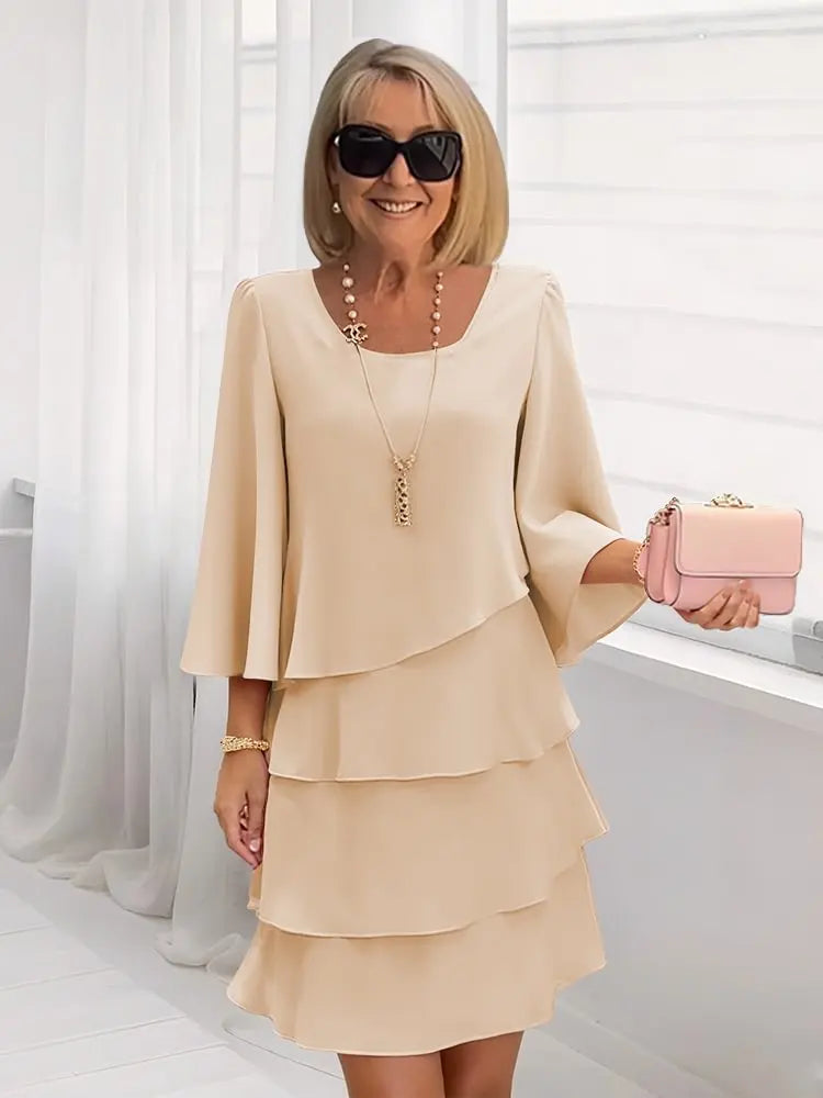 Catherine Ruffle Layered Midi Dress — detail view