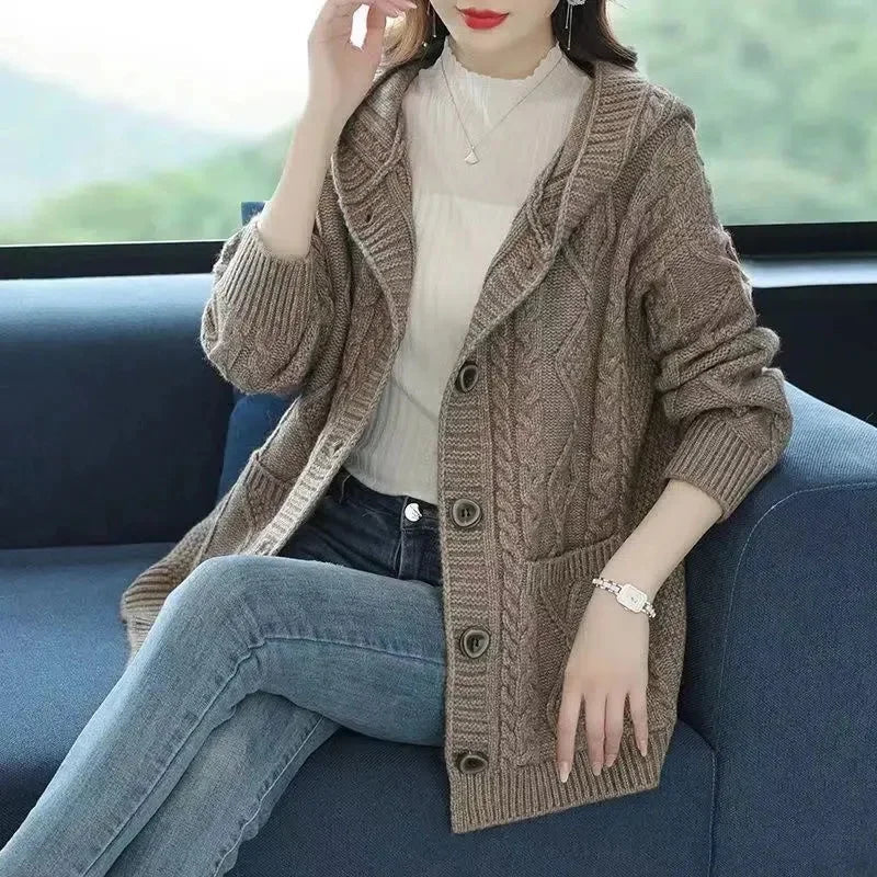 Lina Elegant Diamond Stitch Cardigan — alternate view