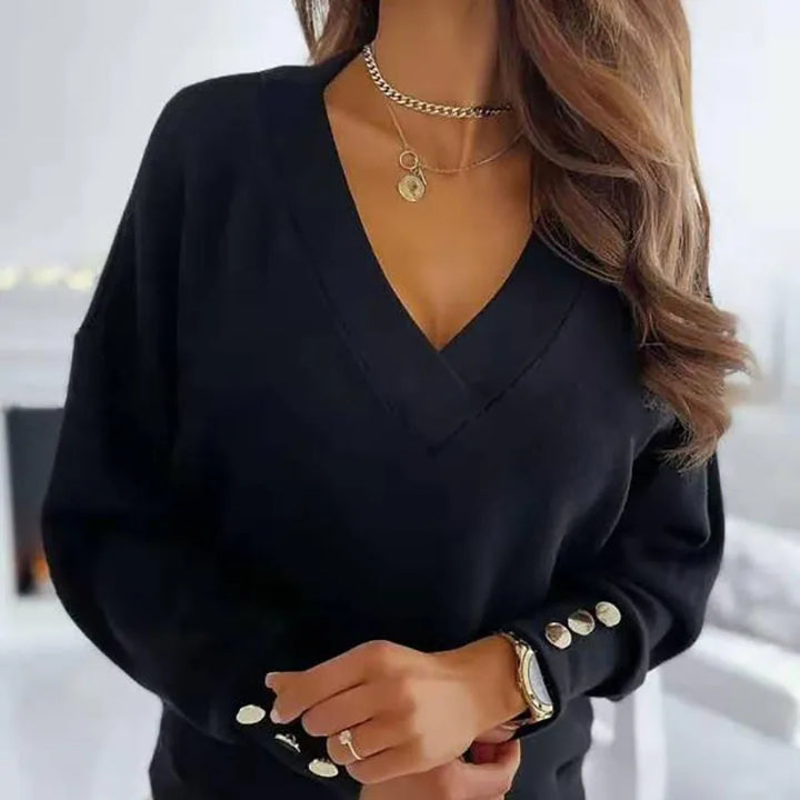 Amelia Stylish V-neck Sweater — back view