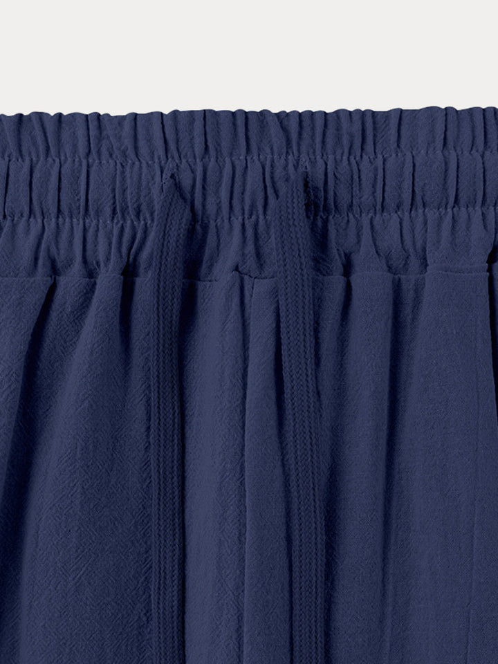 Casual 100% Cotton Drawstring Waist Pants