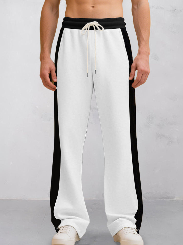 Casual Contrast Color Drawstring Jogger Pants
