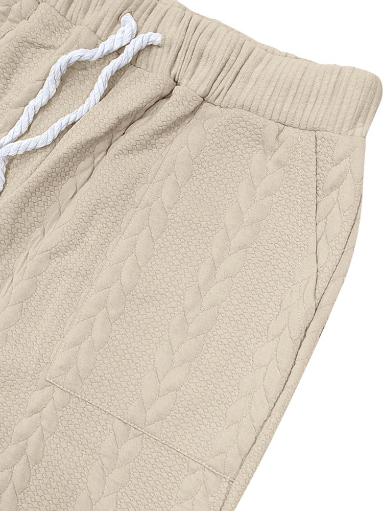 Casual Loose Fit Jacquard Jogging Pants