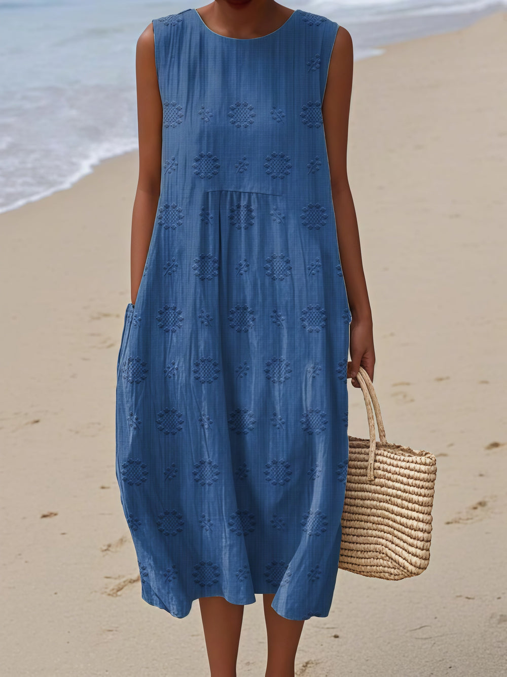 Sara Lightweight Summer Dress Blue — alternate view