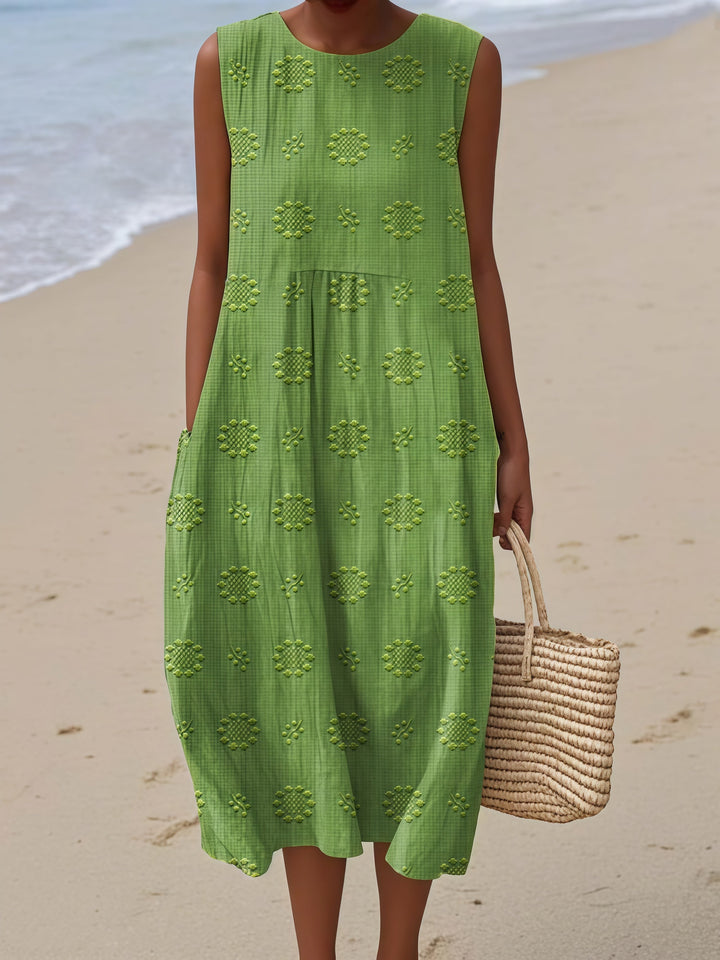 Sara Lightweight Summer Dress Green — front view