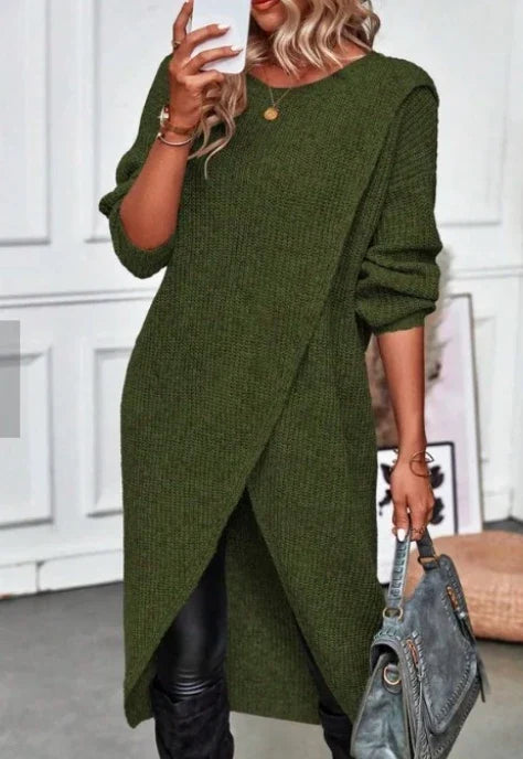Diane knit dress drape detail – fabric flow and texture close-up