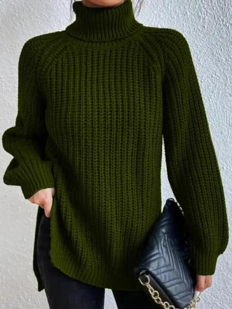 Mia Comfortable Turtleneck Long Sweater — lifestyle shot
