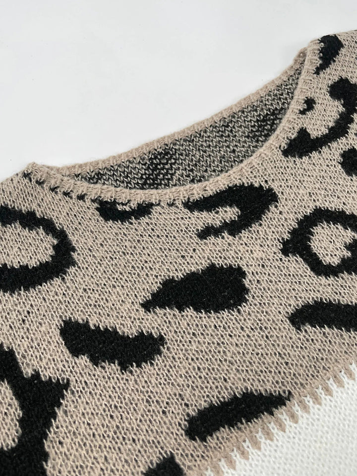 Penelope Stylish Leopard Print Sweater — detail view