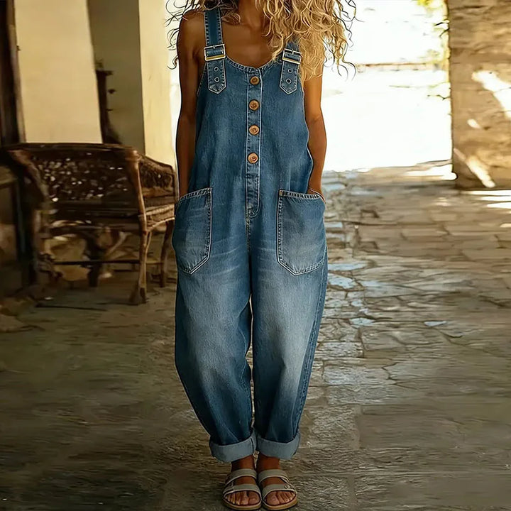 Saylor Denim Overalls — back view