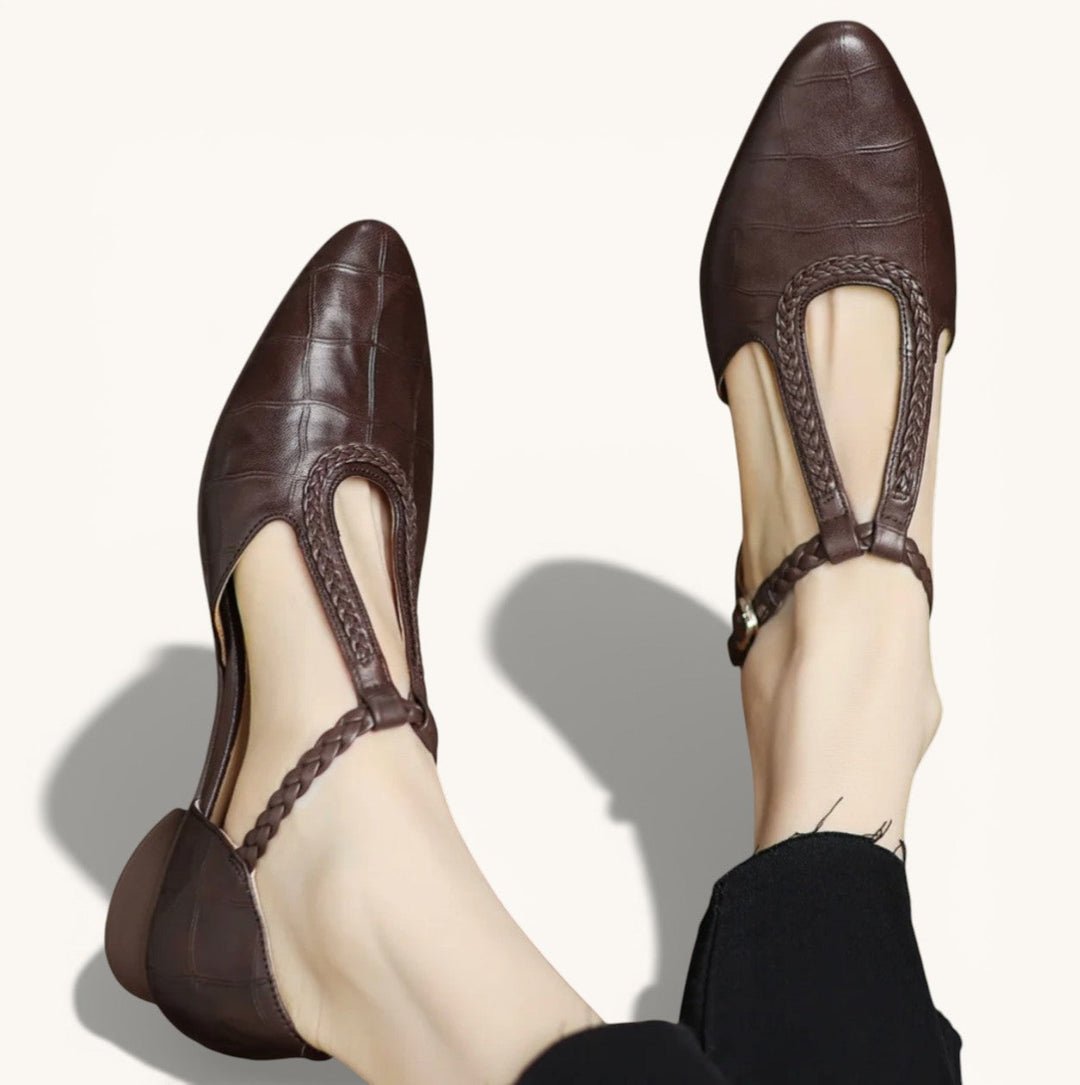 Clara Orthopedic Leather Mary Jane Shoes — front view