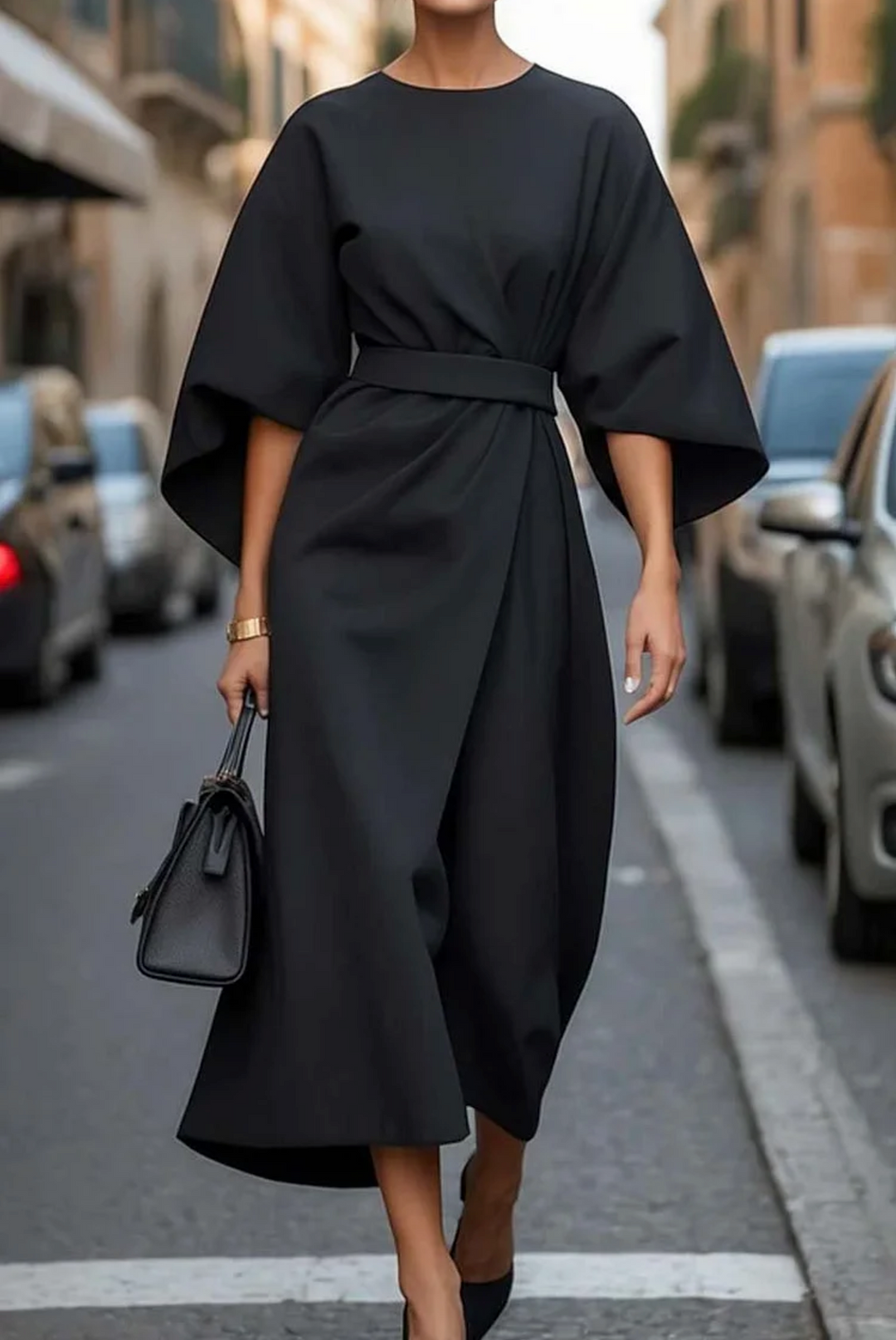 Keira - Wide Sleeve Dress — back view