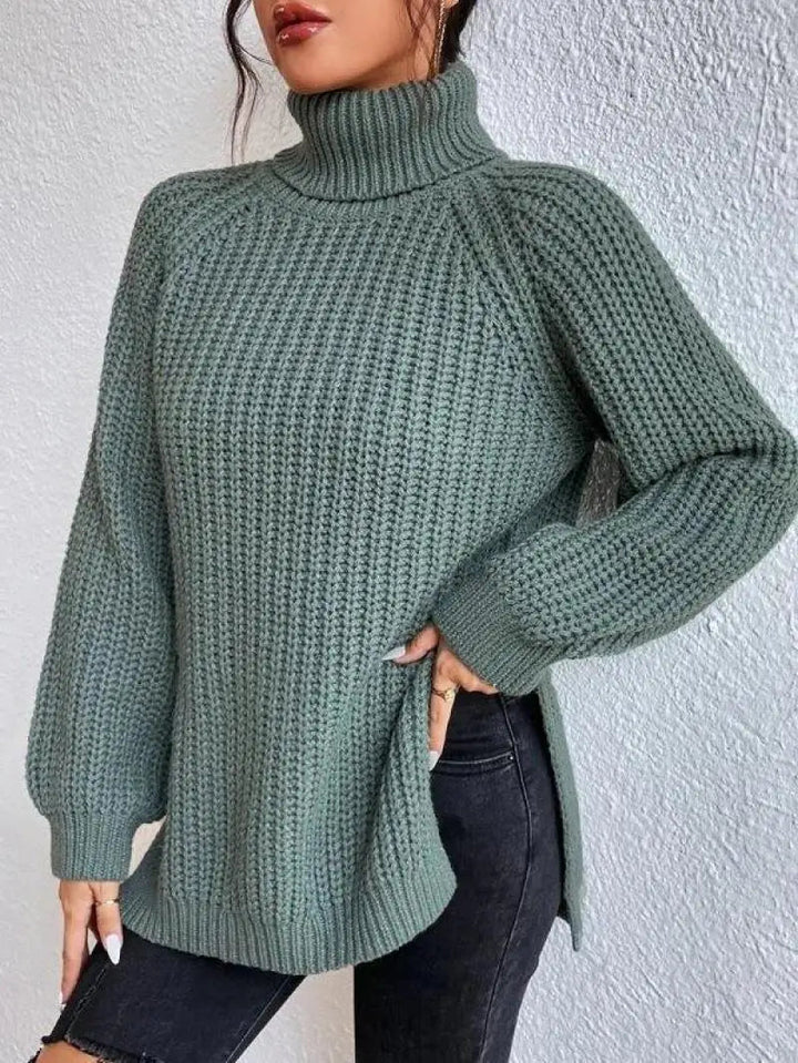 Mia Comfortable Turtleneck Long Sweater — product view
