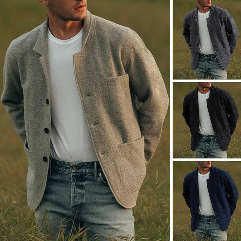 Men Woolen Coat Stand Collar