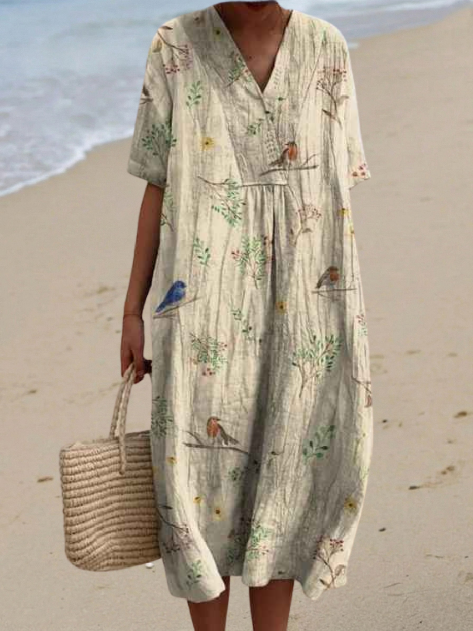 Lina Vintage Floral Maxi Dress — styled shot