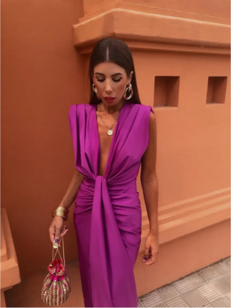 Selena - Fiery Drape Dress — lifestyle shot