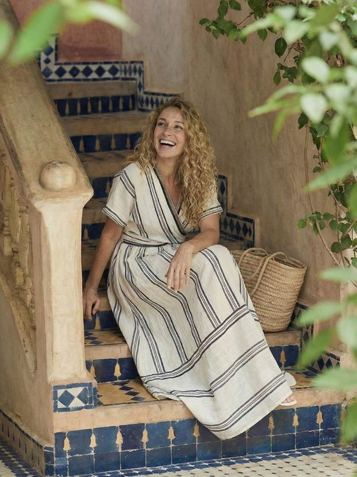 Thalassa Wrap Midi Dress — close-up view