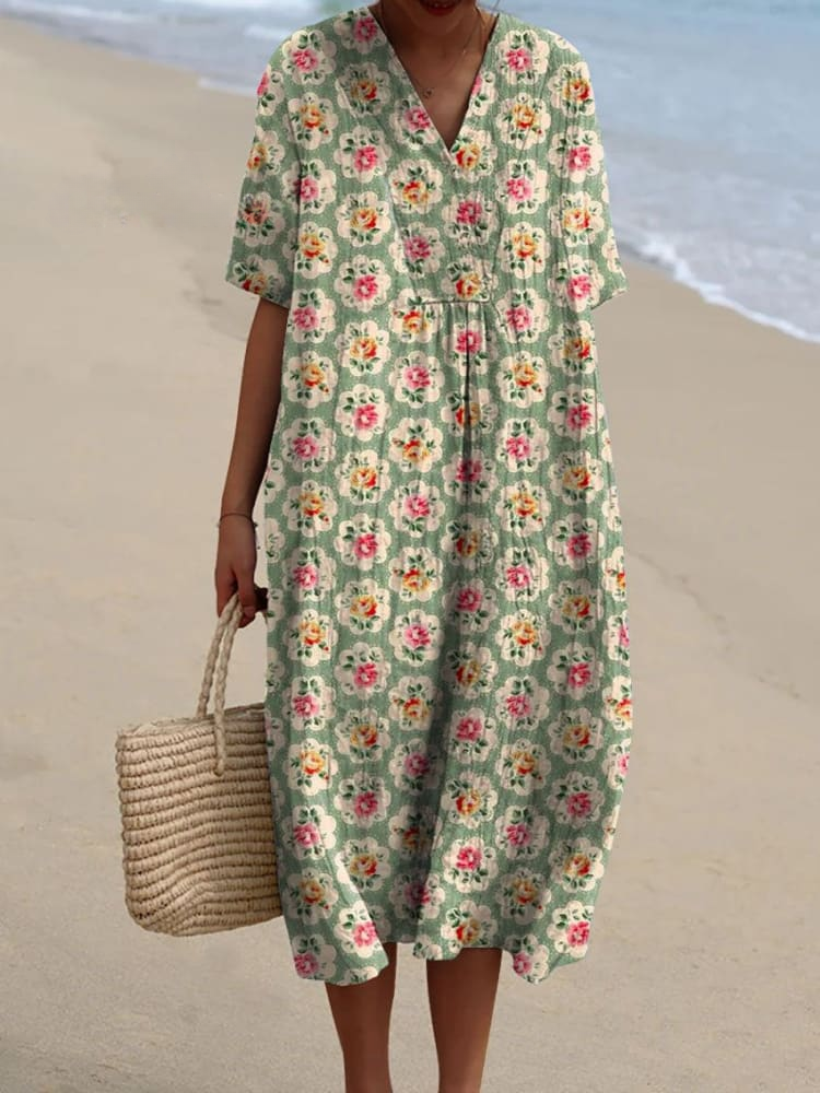 Wild Garden Vintage Floral Maxi Dress — styled product shot