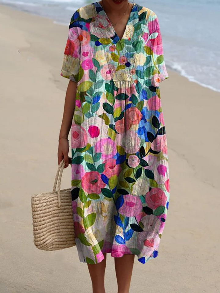 Quirine Printed Maxi Dress — styled product shot