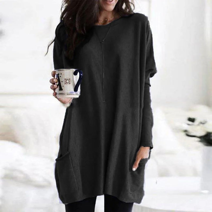 Sophia Casual Pocket Sweater — close-up view