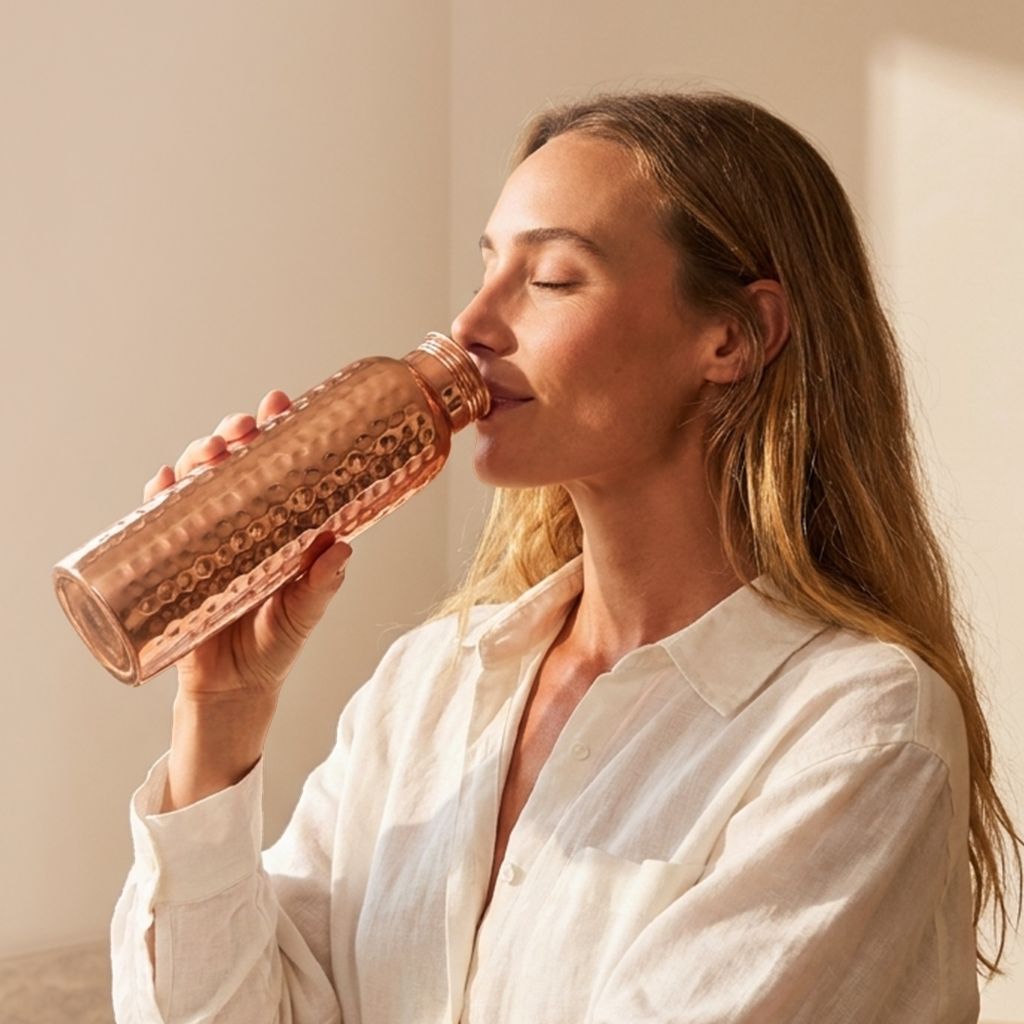 Hammered Pure Copper Water Bottle — 34 oz