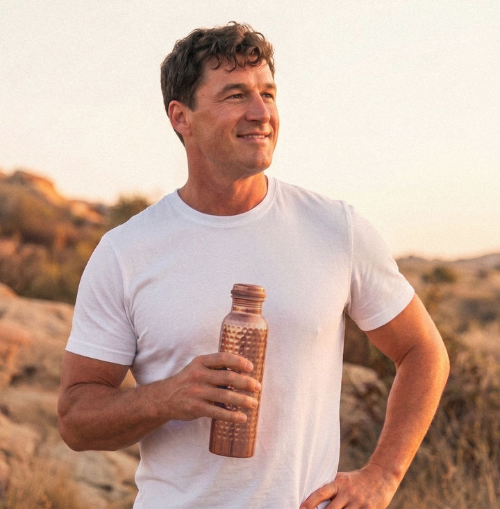 Hammered Pure Copper Water Bottle — 34 oz