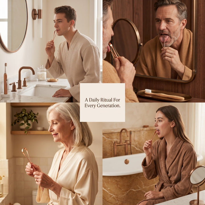 Ashwell ZenLoop copper tongue cleaner, studio photo