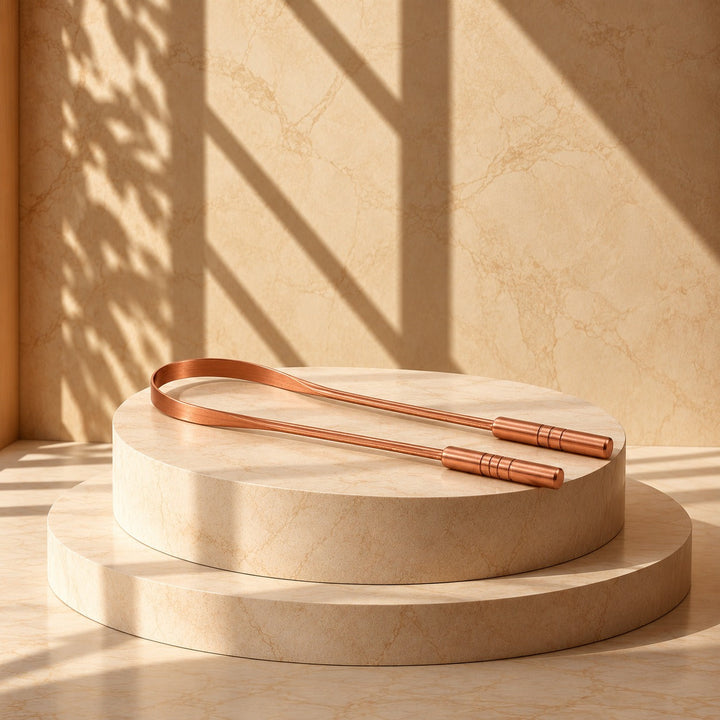 Ashwell ZenGrip pure copper tongue cleaner, product photo