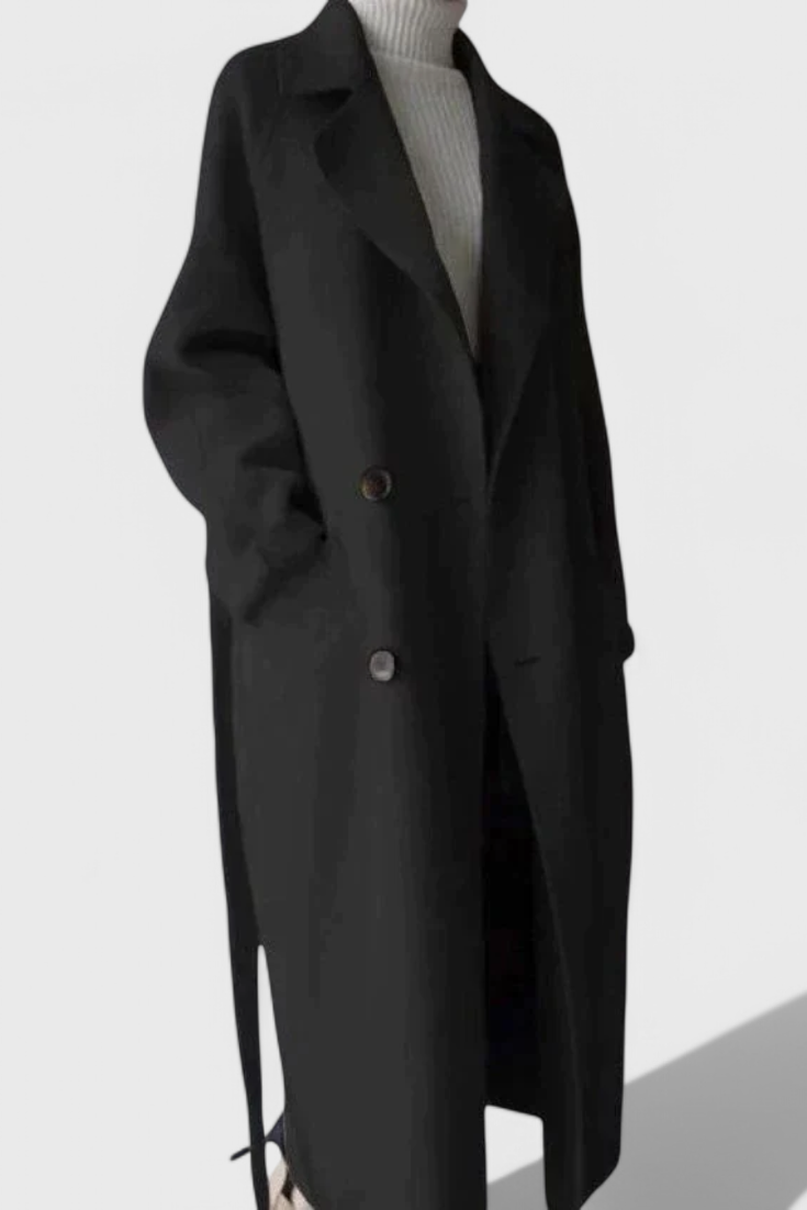 Clara structured coat collar and button detail