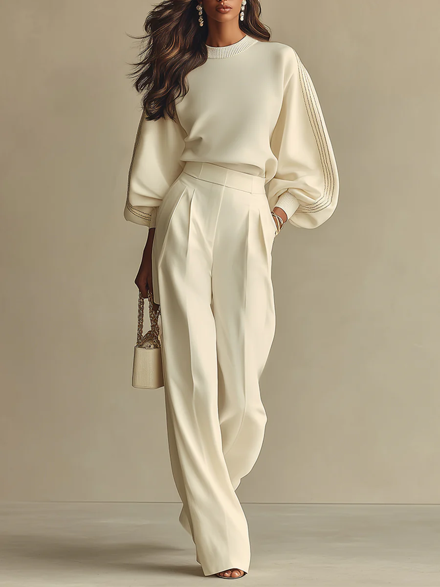 Selena striped wide-leg pants co-ord set women – front