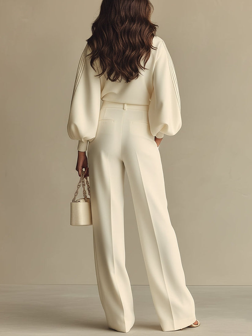 Wide-leg striped matching set women – full length