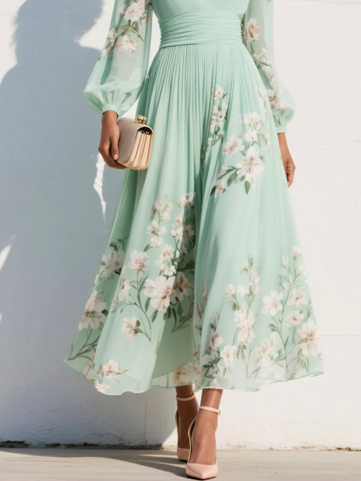 Mint Blossom Dress — close-up detail