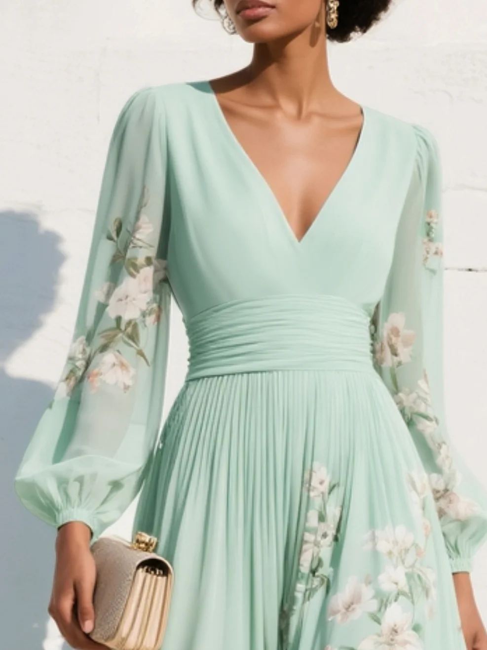 Mint Blossom Dress — detail view