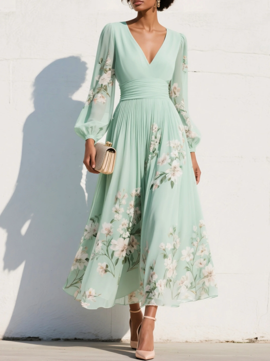 Mint Blossom Dress — front view