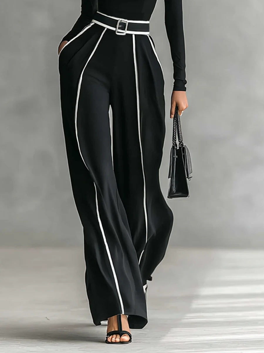 Elegant blouse wide-leg matching set – full length