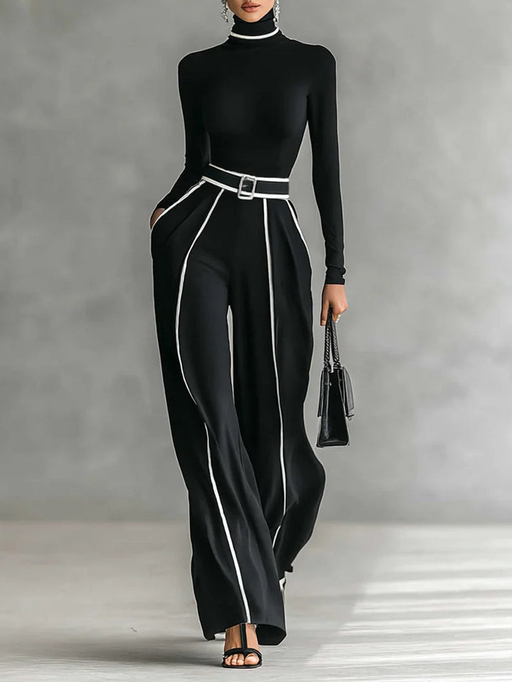Loredana elegant blouse and wide-leg pants co-ord – front view