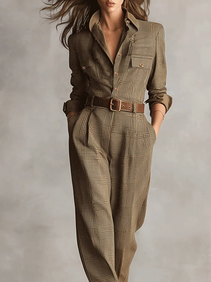 Women's tweed dungarees co-ord – side view