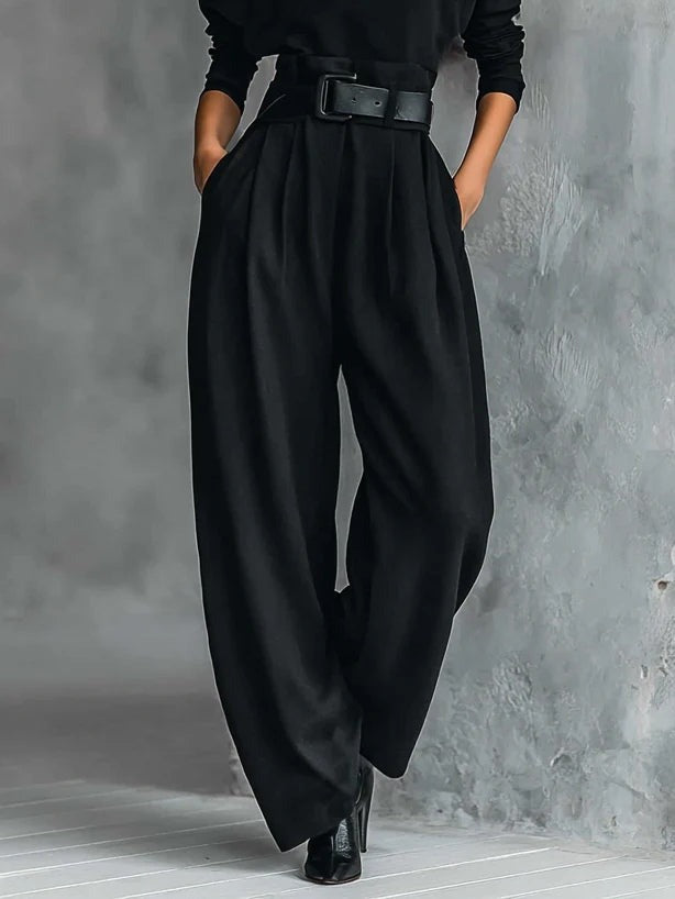 turtleneck sweater straight leg pants – black women's set
