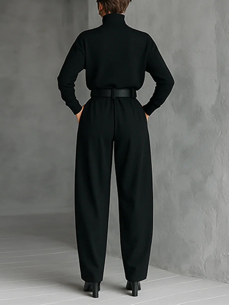 Women's elegant collar two-piece set – side view