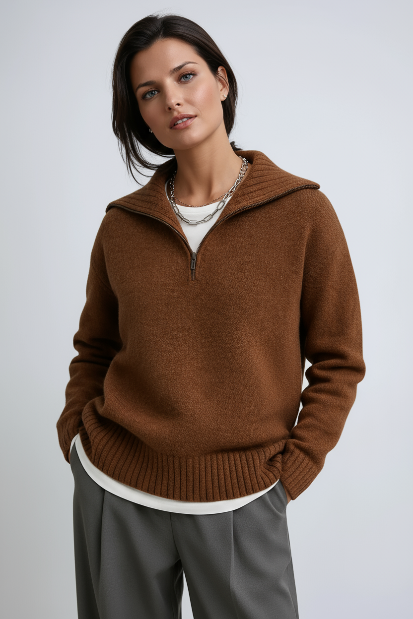 Zip-up turtleneck & Knitted