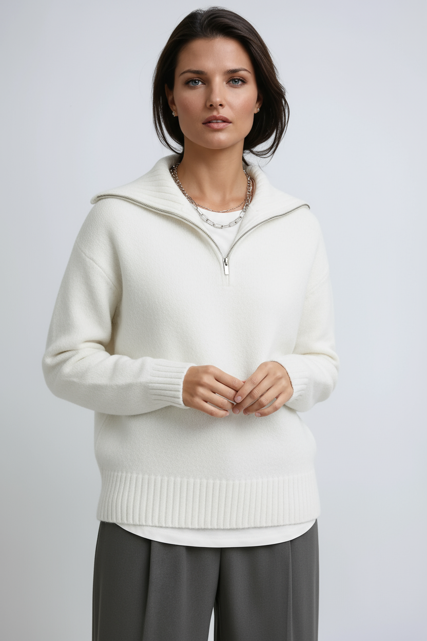 Zip-up turtleneck & Knitted